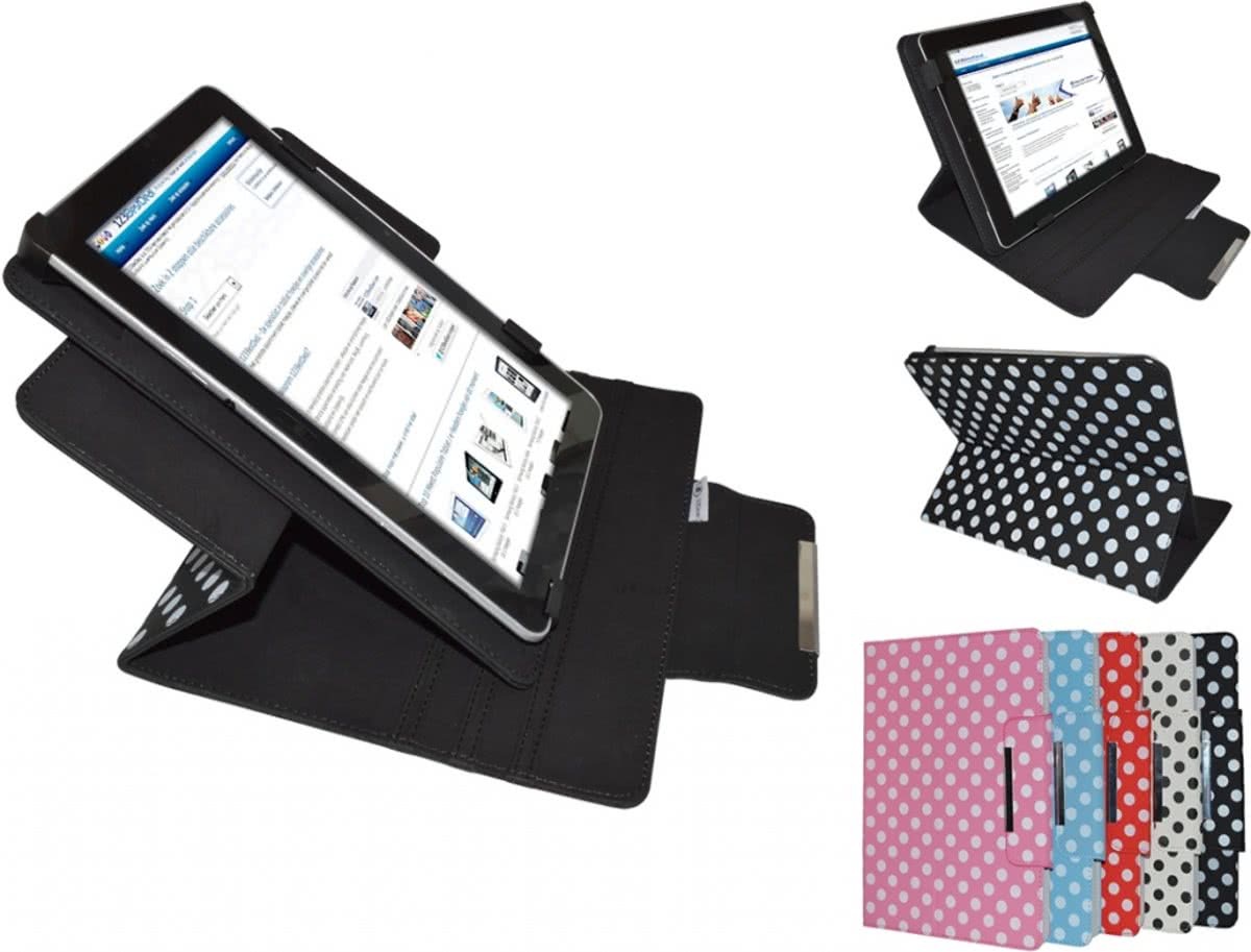 i12Cover 7 inch XL Diamond Class Polkadot Hoes met draaibare Stand, zwart , merk Universele Polkadot hoes voor een 7 inch tablet of eReader. De Diamond Class Case heeft een 360 graden draaistand