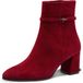 Tamaris Enkellaarzen Dames Rood Leer/Textiel Blokhak Ritssluiting 36