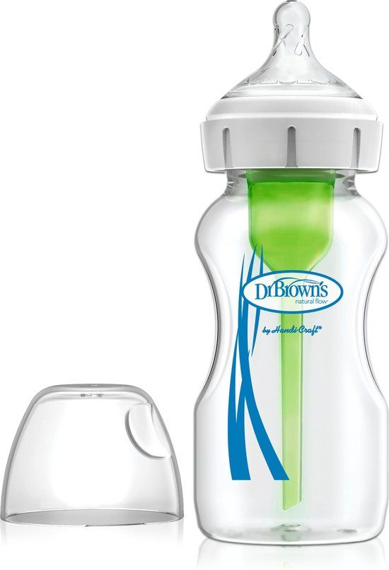 Dr. Brown's Options+ Anti-Colic Babyfles - Brede halsfles - Glas - 270ml