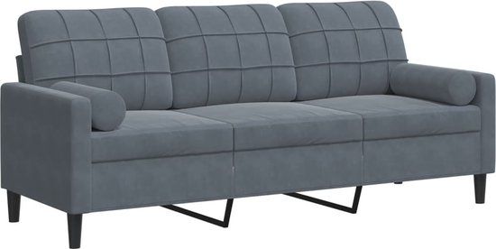 vidaXL Driezitsbank met sierkussens 180 cm fluweel donkergrijs