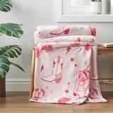 Sassy B Cowgirl Laarzen Cosy Fleece 200x240cm Oversized Deken Gooi Roze