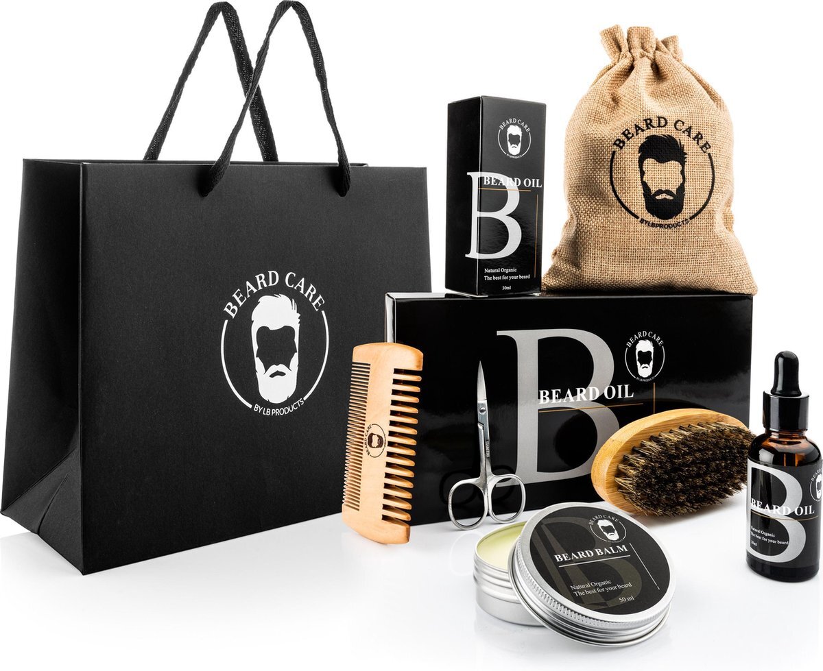 LB products LB Products™ Gift Collection I - Baardverzorging set - Baard roller - Schaar - Baardolie - Vaderdag Cadeau - Baard balsem - 50 gr