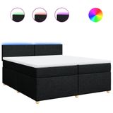vidaXL Boxspringbed met matras, stof, zwart, 200x200 cm