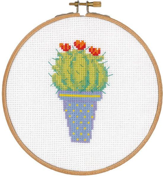 Vervaco Borduurpakket met ring cactus met rode bloem