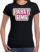 Bellatio Decorations Verkleed shirt dames - party time - zwart - foute party - carnaval/themafeest XXL