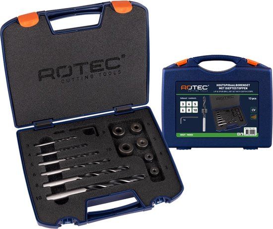 Rotec Houtspiraalborenset '235' met dieptestoppen, 13-dlg, ø3-10