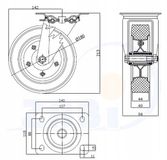 ZABI Roue pivotante 180mm métal-caoutchouc 220kg pour machines