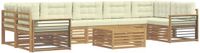 vidaXL - Hoek loungeset - 7 zitplekken - Wit en crèmekleurig - Massief Acacia Hout