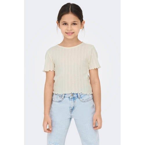 Only KIDS ONLY GIRL T-shirt wit Meisjes Katoen Ronde hals Effen - maat 134/140