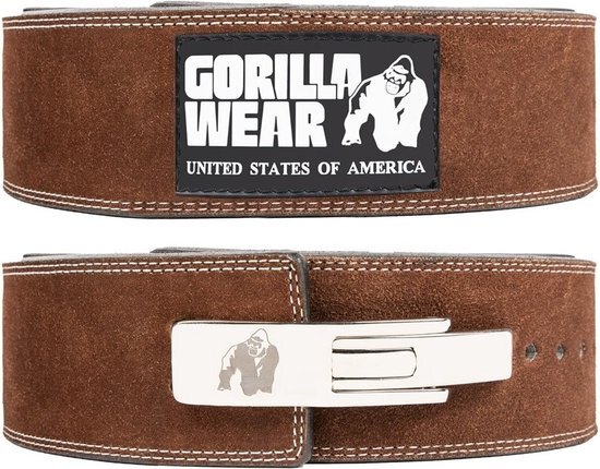 Gorilla Wear 4 Inch Leren Lever Lifting Belt - Bruin - S/M