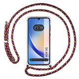 Tumundosmartphone Transparante beschermhoes voor Samsung Galaxy A34 5G met koord, roze/goud