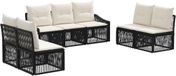vidaXL - Banc de jardin - Ensemble - 7 pièces - Noir - Polyrattan