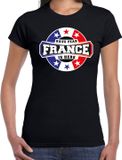 Bellatio Decorations Shoppartners Bv Have fear France is here t-shirt met sterren embleem in de kleuren van de Franse vlag - zwart - dames - Frankrijk supporter / Frans elftal fan shirt / EK / WK / kleding S