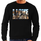 Bellatio Decorations Tekst sweater I love alpacas met dieren foto van een alpaca zwart voor heren - cadeau trui alpacas liefhebber XL