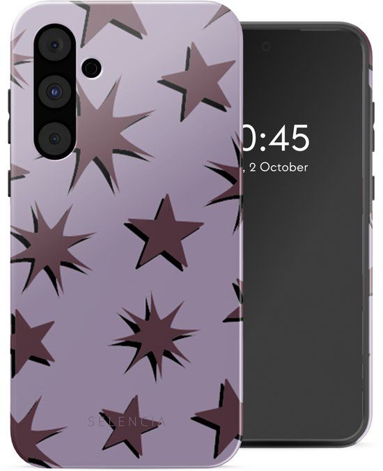 Selencia Hoesje - Geschikt voor Samsung Galaxy A55 (5G) - Backcover - Stars Plum Lilac