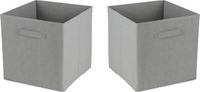 Urban Living Opbergmand Square Box - 4x - karton/kunststof - 29 liter - grijs - 31 x 31 cm
