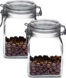 Bormioli Rocco Pot de conservation/pot de conserve - 2x - 1L - verre - avec fermeture à levier - hermétique