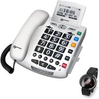 Geemarc SERENITIES telefoon met draagbare VAL-DETECTOR Man-Down . Met nummerweergave en 30 dB GELUIDSVERSTERKING geschikt voor SLECHTHORENDEN en SLECHTZIENDEN