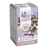 Merkloos Kerstverlichting - 40 led lampjes - warm wit - 300 cm - zwart snoer - op batterij - lichtsnoer