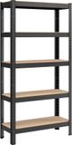 Songmics Set van 2 opbergrekken met 5 planken, stalen planken, snelle montage voor garage, magazijn, bijkeuken, draagvermogen 650 kg, 30 x 75 x 150 cm, zwart GLR030B22