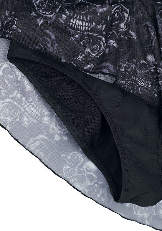 Black Premium by EMP Zwart Badpak met All-over Schedel- en Rozenprint - Dames - L