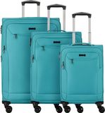 D & N Travel Line 6804 4-wiel kofferset 3st. - Zachte bagage - Combinatieslot - petrol