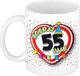 Bellatio Decorations Mok 55 jaar hartje verkeersbord multi 300 ml
