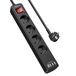 POWSAF Meervoudig stopcontact, 8-in-1, elektrisch stopcontact, 4 stopcontacten + 4 USB, 3680 W/230 V, schakelaar, voor thuis/kantoor, zwart