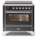 Ilve MI096NE3/MGC inductie fornuis 91,1 cm 1 oven mat-grafiet/chroom