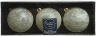 Decoris Kerstballen - 3 stuks - brass wit met goud - 8 cm - glas