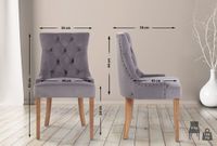 CLP Aberdeen Set van 4 eetkamerstoelen - Zonder armleuning - Hout - Fluweel - grijs antiek licht