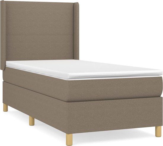 vidaXL Boxspring met matras stof taupe 90x200 cm