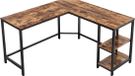 VASAGLE Bureau d'angle avec 2 étagères