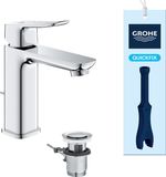 GROHE Dice Robinet de lavabo - Taille M - Économie d'eau - Avec tirette - Chrome