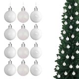 Kerstballen, 30 mm/12 stuks, onbreekbaar, wit, kerstboomdecoraties, balornamenten, ballen, hangende decoraties, vakantiedecoratie - glanzend, mat, glitter