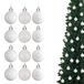 Kerstballen, 30 mm/12 stuks, onbreekbaar, wit, kerstboomdecoraties, balornamenten, ballen, hangende decoraties, vakantiedecoratie - glanzend, mat, glitter