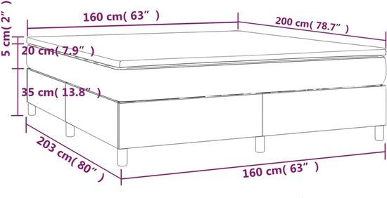 vidaXL Boxspring met matras stof crèmekleurig 160x200 cm