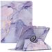 Fintie Roterende hoes voor iPad Air 13 inch (M3) 2025 / (M2) 2024 met potloodhouder - 360 graden draaibare beschermende standaardhoes met automatisch waken/slapen,Lila Marmer