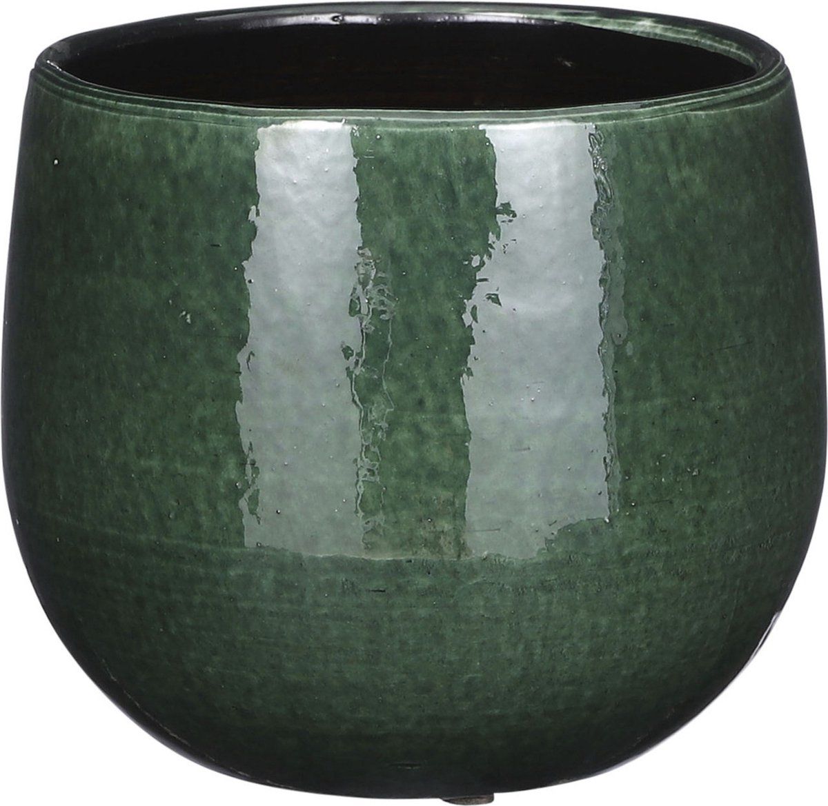 Mica Decorations - Plantenpot - keramiek - donkergroen glans/spotted - D16/H14 cm