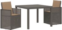 vidaXL Tuin Eettafel Set met Kussen 3 pcs Lichtgrijs en Taupe PP