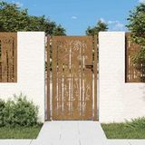 Portail de jardin en acier Corten et bambou 100x200 cm