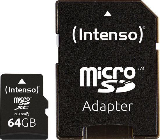 Intenso 64GB MicroSD Speicherkarte + SD Adapter - Class 10