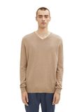 TOM TAILOR Basic V-hals Trui Heren - 3XL - Katoen - Gemeleerd - Hazel Brown Melange