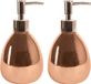 MSV Zeeppompje/dispenser - 2x - Kymi - keramiek - koper kleur - 9 x 16 cm - 260 ml