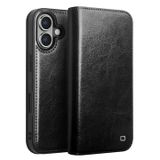 Qialino Classic Étui Portefeuille iPhone 16 en Cuir - Noir