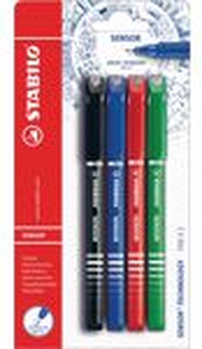 Stabilo Fineliner STABILO Sensor blister à 4 kleuren