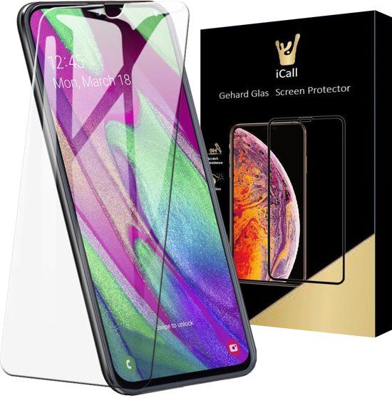 iCall - Samsung Galaxy A40 Screenprotector - Tempered Glass Gehard Glas - Case Friendly