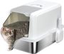 PawHut Katzenklo, Katzentoilette mit Deckel, Wanne aus Edelstahl, eingebauter Streufilter, inklusive Streuschaufel, für Katzen bis 6 kg, Weiß