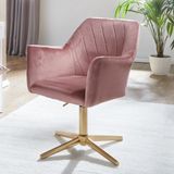 WOHNLING Eetkamerstoel fluweel roze 55 cm