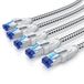 Primewire set de 5 pièces, câble LAN, CAT 8 câble patch, 40 Gbit/s, câble réseau, S/FTP double blindage, connecteurs RJ45, gaine en coton, contacts plaqués or, 5 pièces, 0,5 mètre, blanc